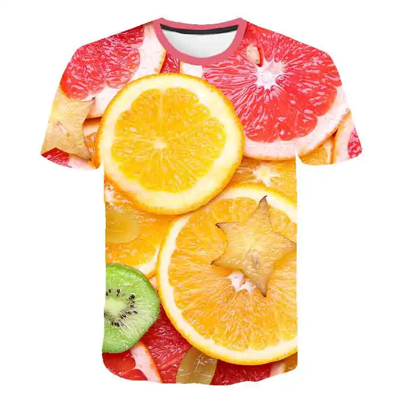 Летняя футболка для мальчиков и девочек с 3D рисунком конфет лимона фруктов новые
