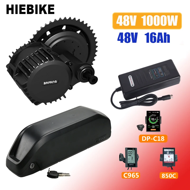 8FUN BBSHD 1000W 48V двигатель комплект с литий ионным Батарея 16AH фара для