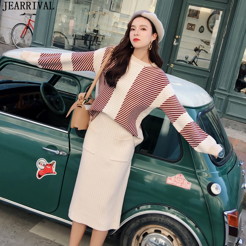 2019 новый осенне зимний вязаный женский комплект 2 шт. теплый повседневный