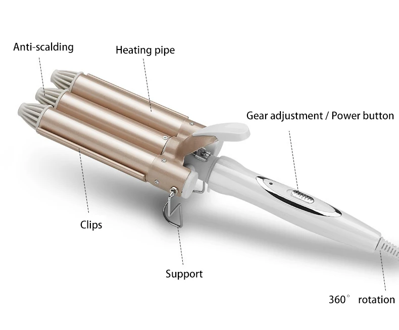 Щипцы для завивки волос с 3 бочками электрические плойки 22 мм 25 ролики волн