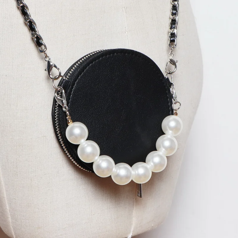 

DAEYOTEN Pearl Small Round Bag New Fashion PU Leather Mini Bag Shoulder Crossbody Bags for Women 2020 Chain Lipstick Bag ZM0756