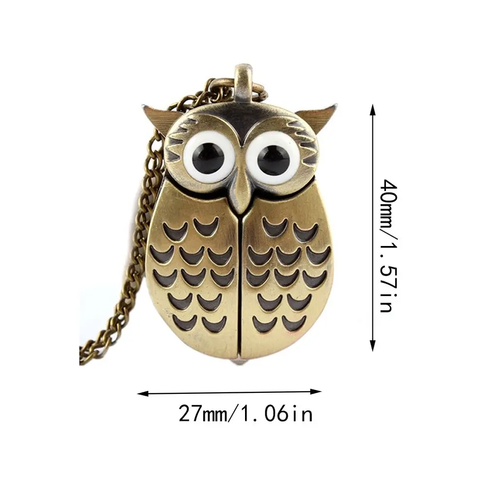 

Bronze Owl Pocket Watch Flipping Creative Pocket Watch Quartz Watch Creative Hanging Table Creative Decoration