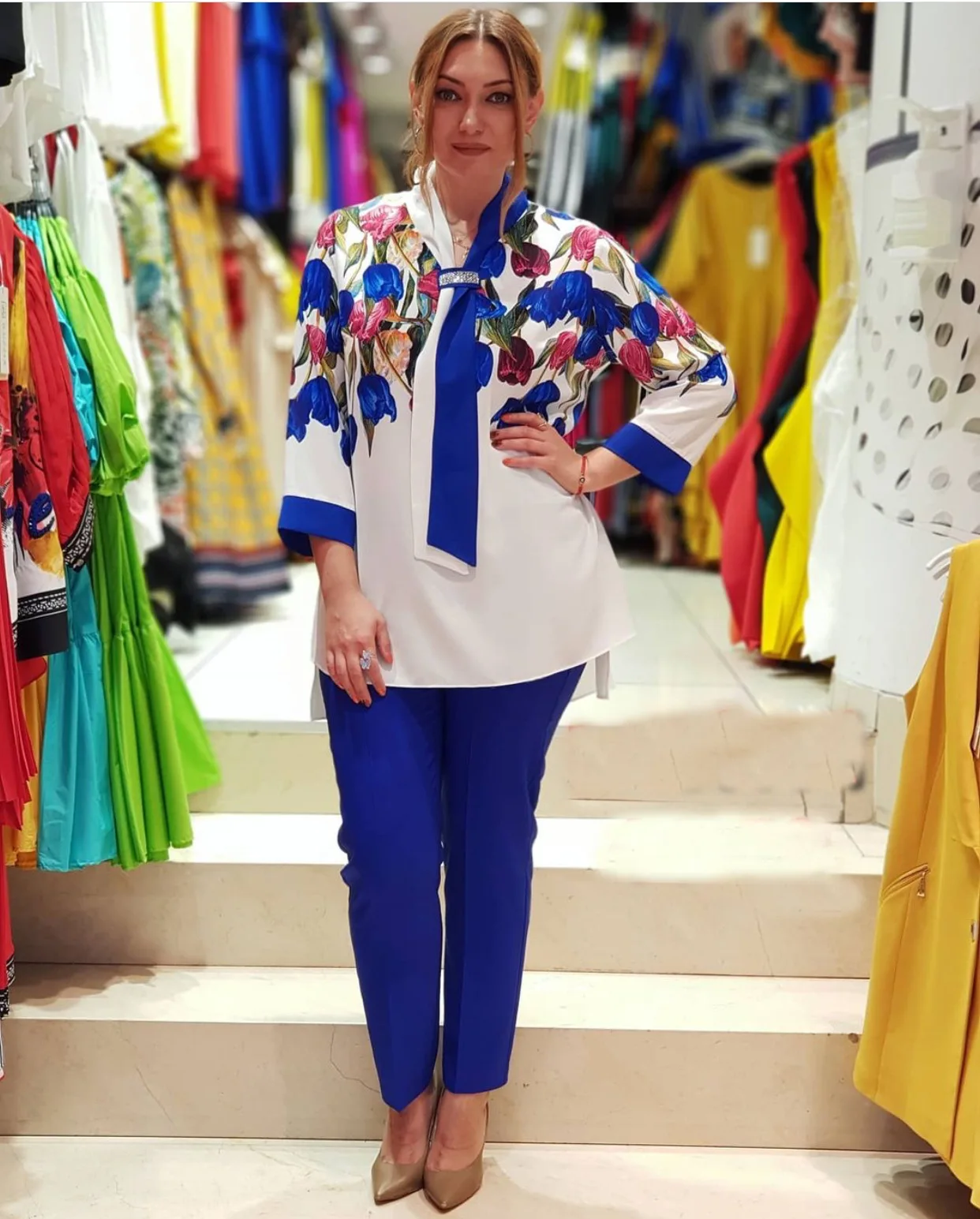 2 Piece Outfits for Women Pants and Top Flannel Print Long T-shirt with Elastic Fashion African Ladies' Suit Plus Size Set |