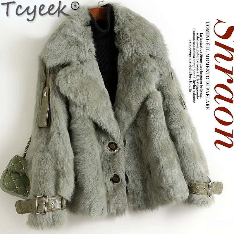 

Tcyeek Warm Thick Natural Wool Jacket Women Winter 2021 Women's Fur Coat female Casual Fur Jacket Korean Jaqueta Feminina Gxy650
