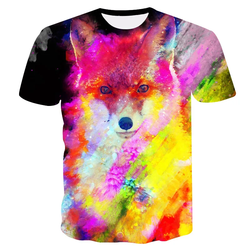 Модная футболка с коротким рукавом и абстрактным принтом лисы 3dtements уличная