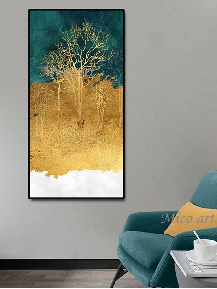 Новое поступление абстрактная красочная Золотая фольга картина маслом