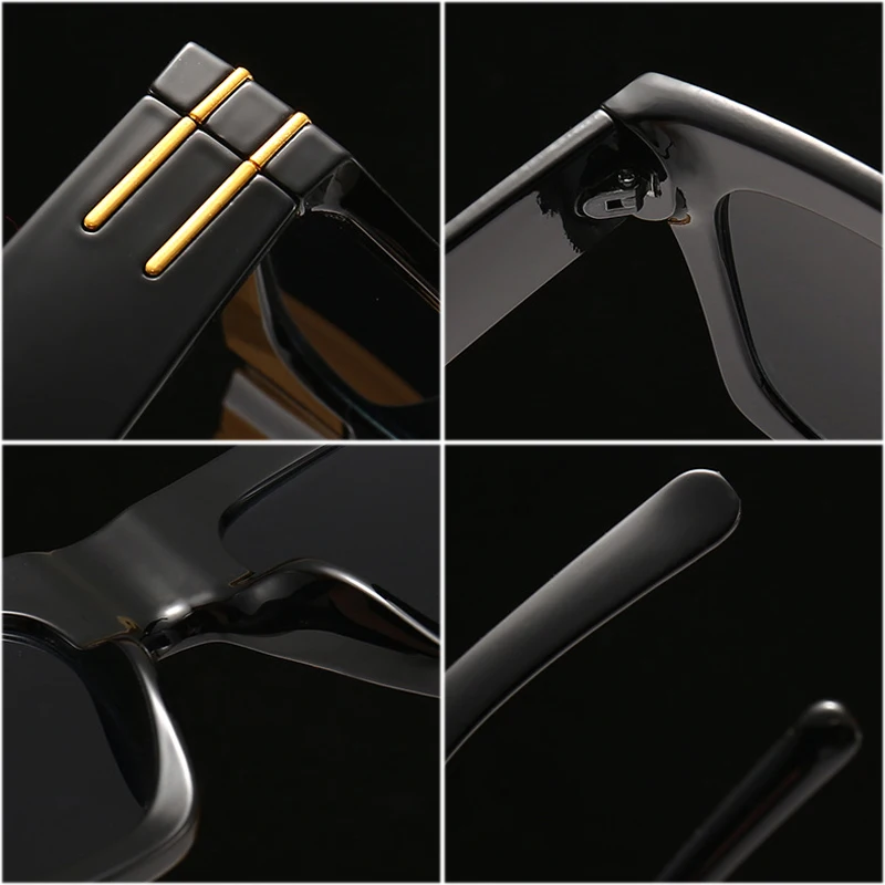 

SO&EI Retro Oversized Square Sunglasses Women Fashion Brand Designer Leopard Champagne Eyewear Men Shades UV400 Sun Glasses