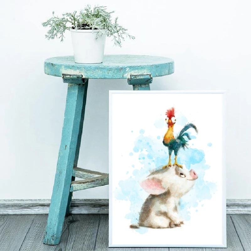 Новогодние плакаты с акварелью принты Картина на холсте Женская декорация для