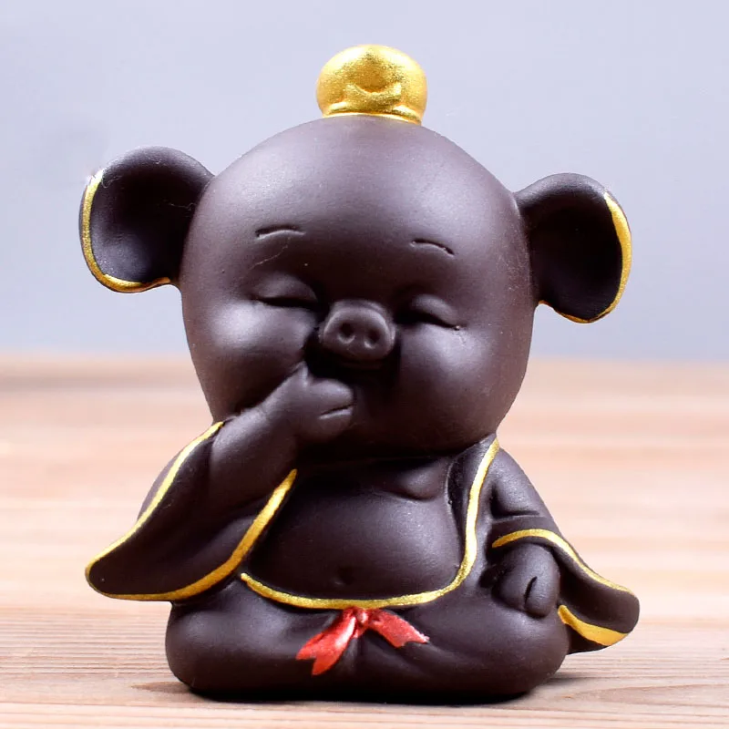 Статуя чайного питомца поросенка пурпурный песок поделки украшение для стола