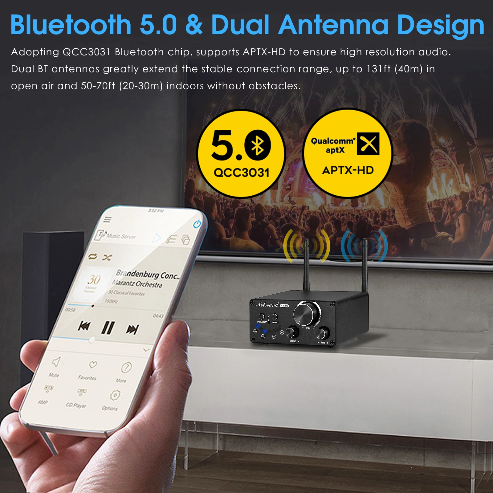 Цифровой усилитель мощности Douk Audio Hi Fi Bluetooth 5 0 басовый аудиоусилитель с двойной