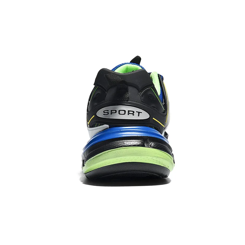 Мужские кроссовки на массивной подошве черные повседневные сетчатые унисекс