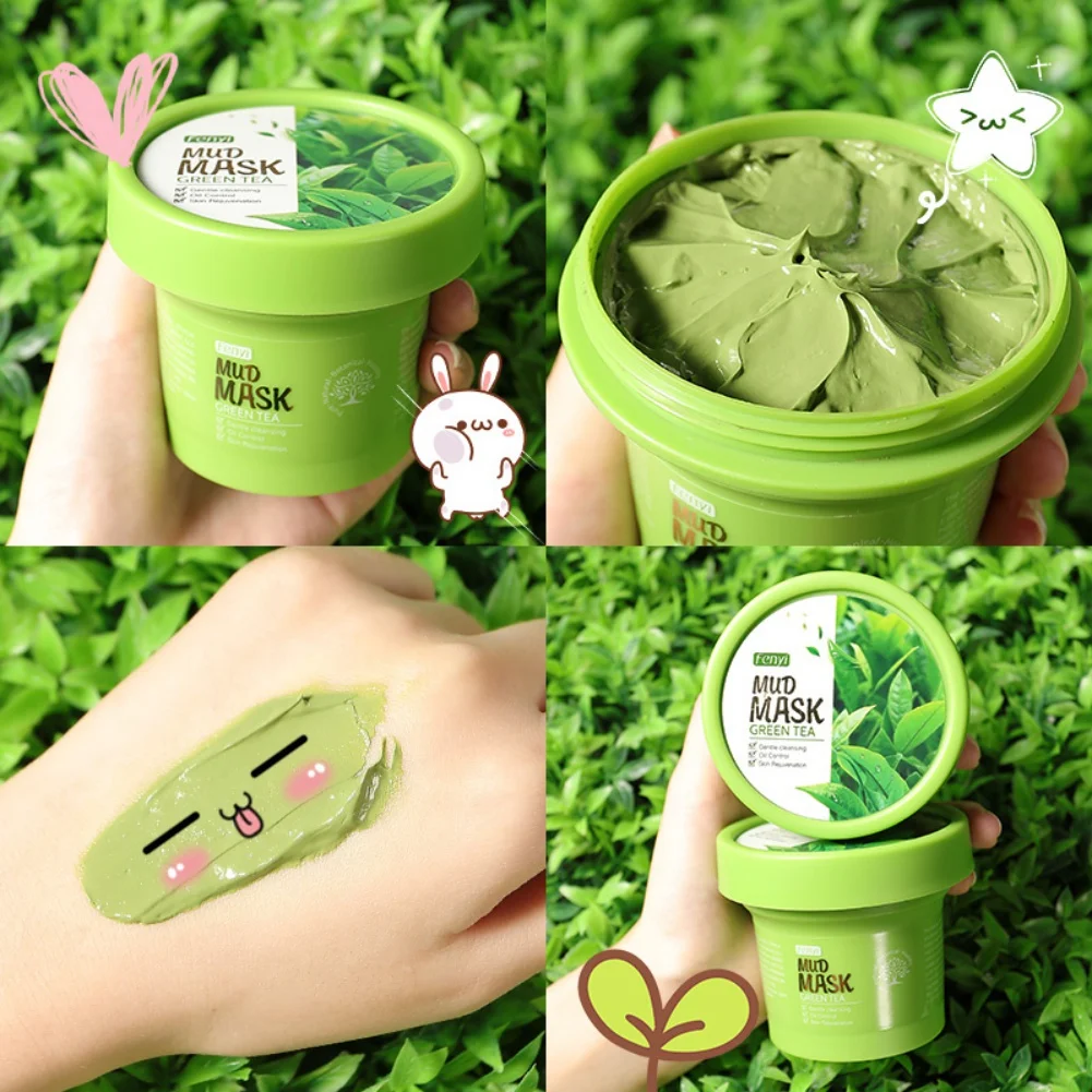 

40g Green Tea Face Cream Mud Mask Moisturizer Oil Control Acne Clearing Blackhead Remover Improves Texture of Skin