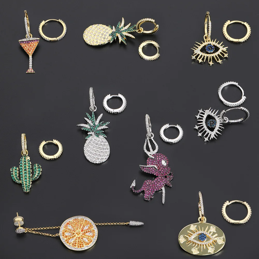 925 серебряные серьги Радуга лимонные жуки кактус сглаза ананас арбуз коктейльное