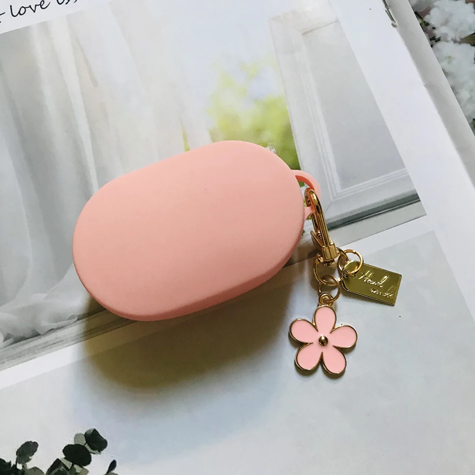 

New for AirDots Headphones Case For Xiaomi MI Redmi AirDots Case Luxury flower Keychain Silicone Earphone Cover