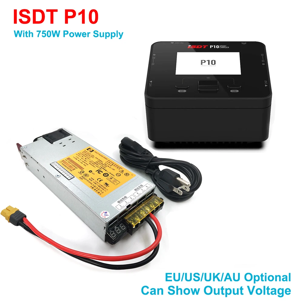 Двухканальное зарядное устройство ISDT P10 250WX2 15Wx2 с источником питания 750 Вт для 2 6S