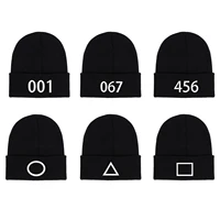 new unisex winter hat geometric pattern knitted hat number letter cap outdoor party hats hip hop cuffed beanies gorras hombre