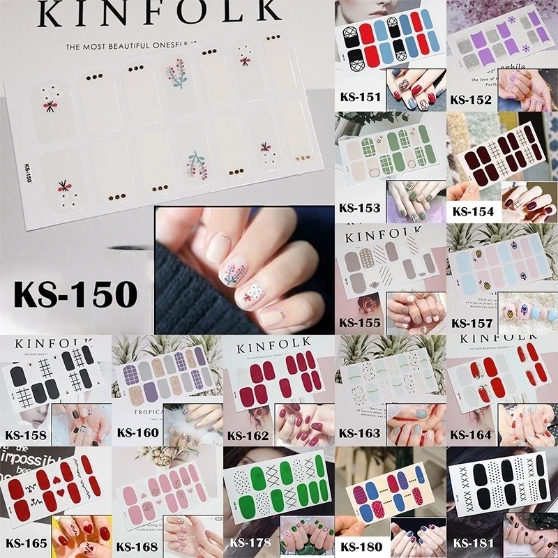 

LADY KINDOM DIY 3D Nail Art Stickers Heart Grids Pattern Nail Polish Strips Waterproof Nail Patch Environmental Nail Foils Wraps