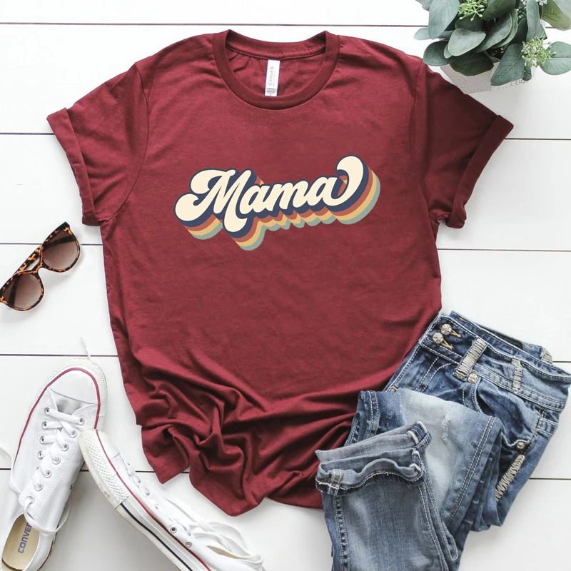 Ретро-футболка с надписью Мама-мама | Женская одежда
