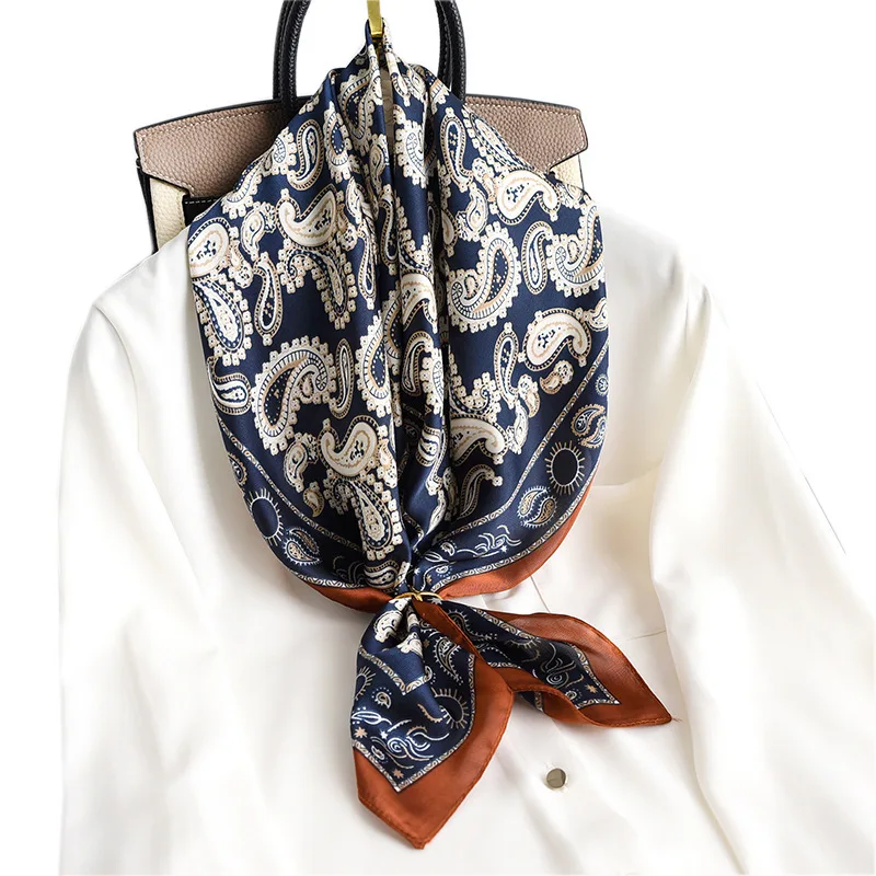 

2020 Real Winter Hijab Korea Cashew Flowers Fashion Small Squares New Female Summer Bask In Thin Scarves Shawls Brim Decorates