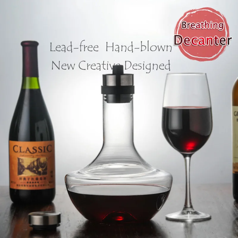 

1000ML Decanter Hand-blown Crystal Red Wine Carafe Brandy Champagne Glasses Decanter Bottle Jug Pourer Aerator For Family Bar
