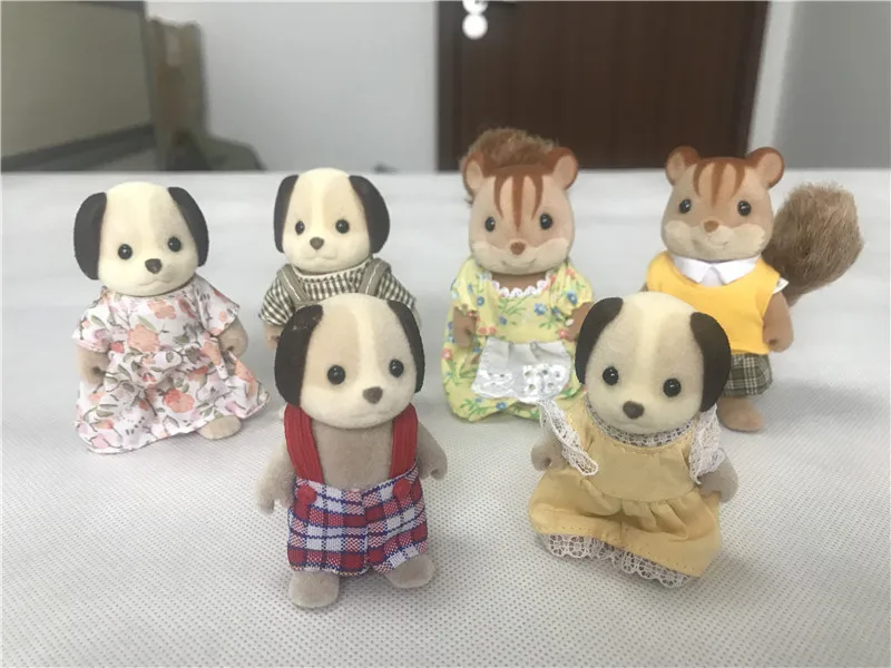 Geniune Sylvanian Family 10 шт. пушистые фигурки набор собак/Squrriels/Bear/Mouse/Sheep случайные новые