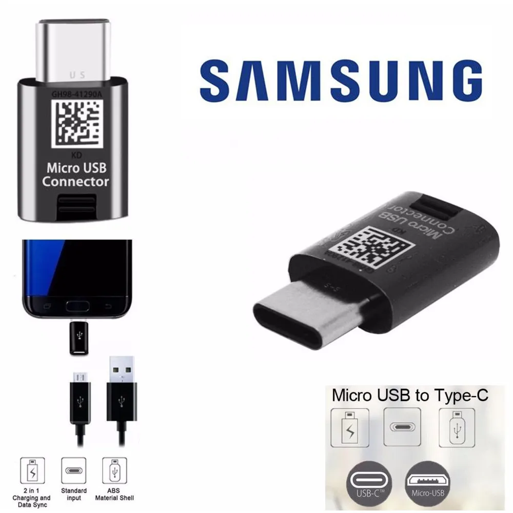 Оригинальный адаптер Micro USB Samsung с разъемом типа C для Galaxy S20 S10 S8 S9 + NOTE 10 9 8 A7 A9