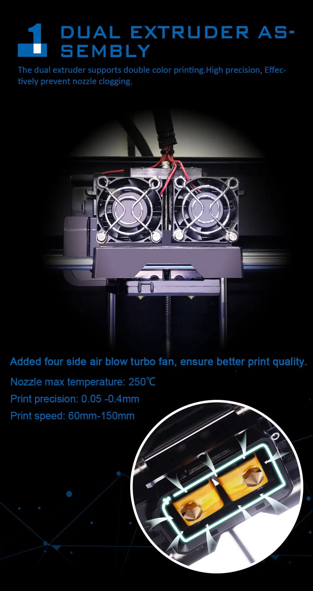 QIDI TECH X-Pro 3d принтер двойной экструдер с WiFi 4,3 дюймовый сенсорный экран с ABS, PLA, TPU