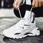 Кроссовки мужские спортивные на платформе, дышащие, спортивная обувь для бега, белые, D-877