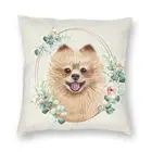 Чехол для подушки с изображением Померанской собаки в цветочек, 40x40 см