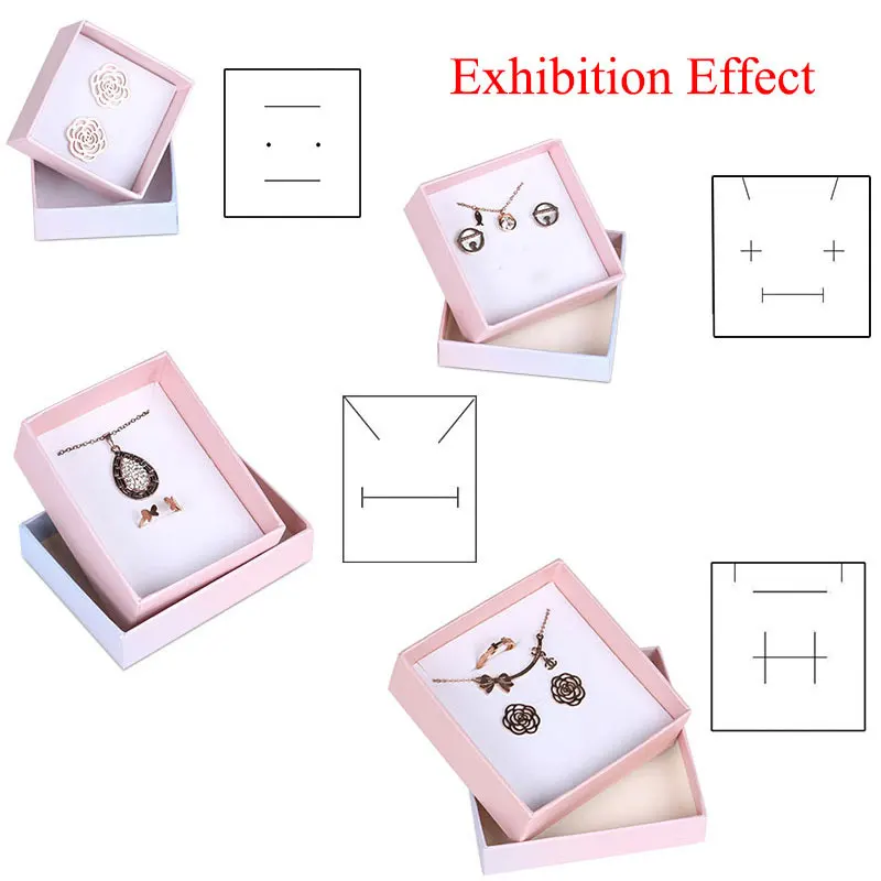 

Square Paper Jewelry Packaging Box High Quality 8*5cm Pink Necklace Ring Earrings Bracelet Gift Box for Valentine's Day