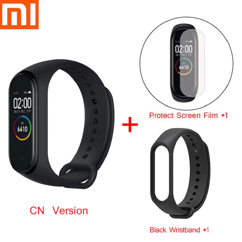 Xiaomi Mi смарт-браслет 4 фитнес-браслет MiBand 4 Частота сердечных сокращений большой сенсорный экран сообщение Smartband D30 - Цвет: BLACK