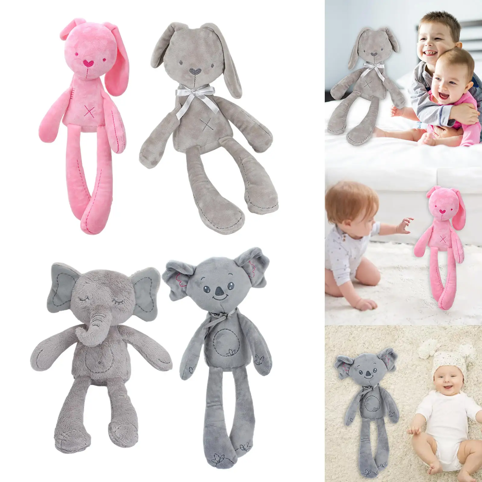 

Cute Plush Doll Sleeping Cute Animal Bed Stroller Plush Doll for Infant Toddler Baby Room