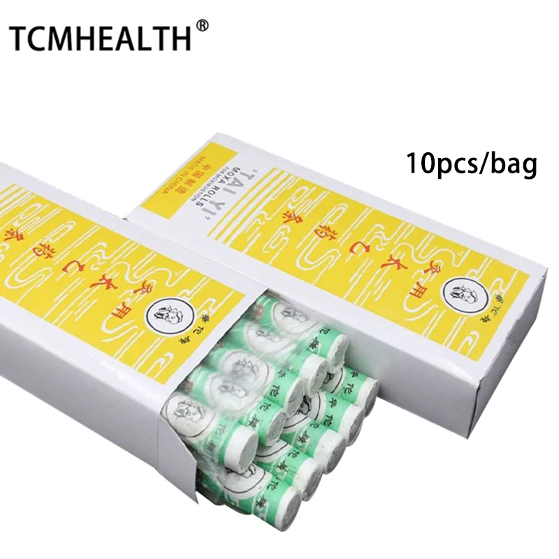 

TCMHEALTH 10Pcs/Box Moxa Rolls Chinese Traditional Roller Mugwort Artemisia Traditional Massage Therapy For Antistress