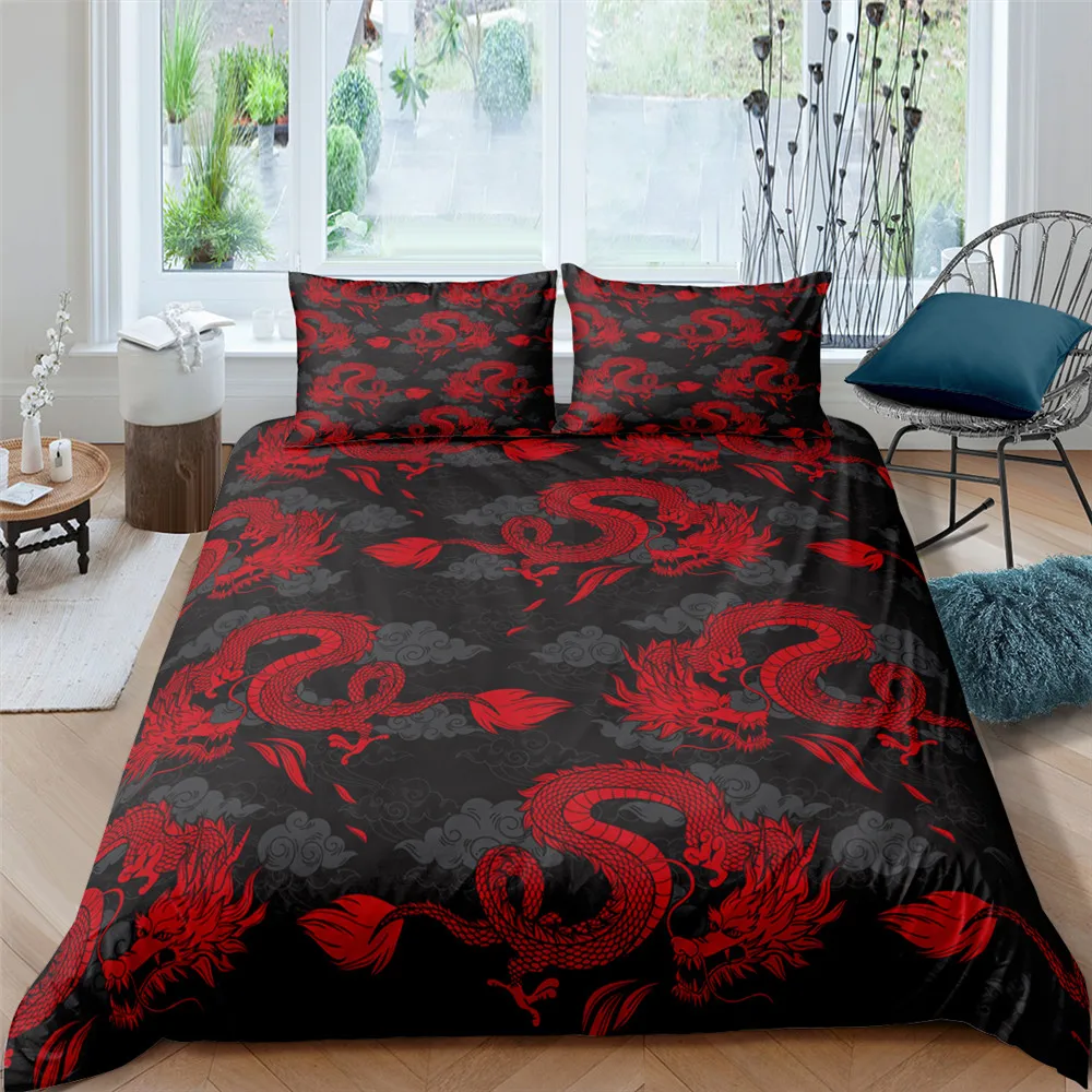 

Bedding Set 3D Printing Bedclothes Dragon Duvet Cover Set Pillowcases Comforter Bed Sets Double Twin Single Home Decor