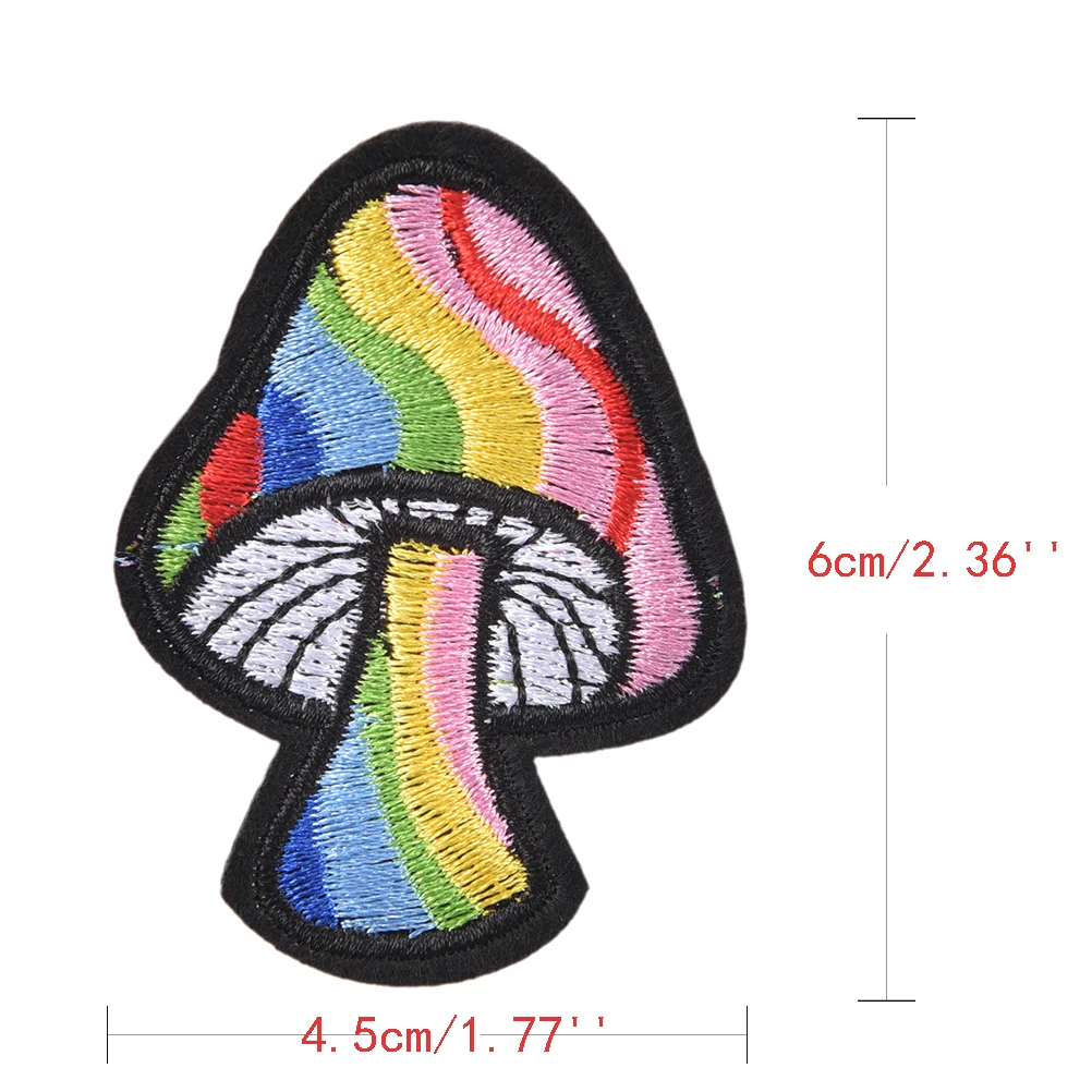 

2pcs/lot Mushroom Retro 70's Hippie Love Peace Weed Iron-On Patch Fabric Sewing On Applique For Jacket Clothes Badge DIY Apparel