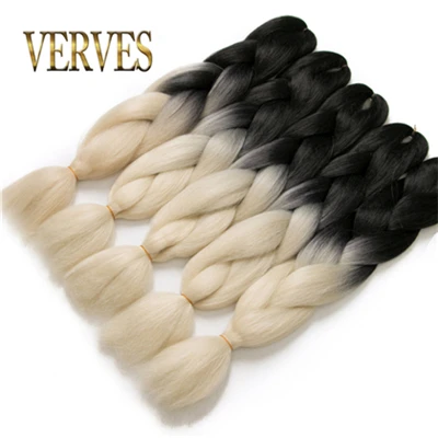 VERVES плетеные волосы, 1 шт., 24 дюйма, вязанные крючком огромные косички, 100 г/шт., синтетические, Омбре, Жаростойкие Волокна, волосы для наращивания, розовые - Цвет: T1/27