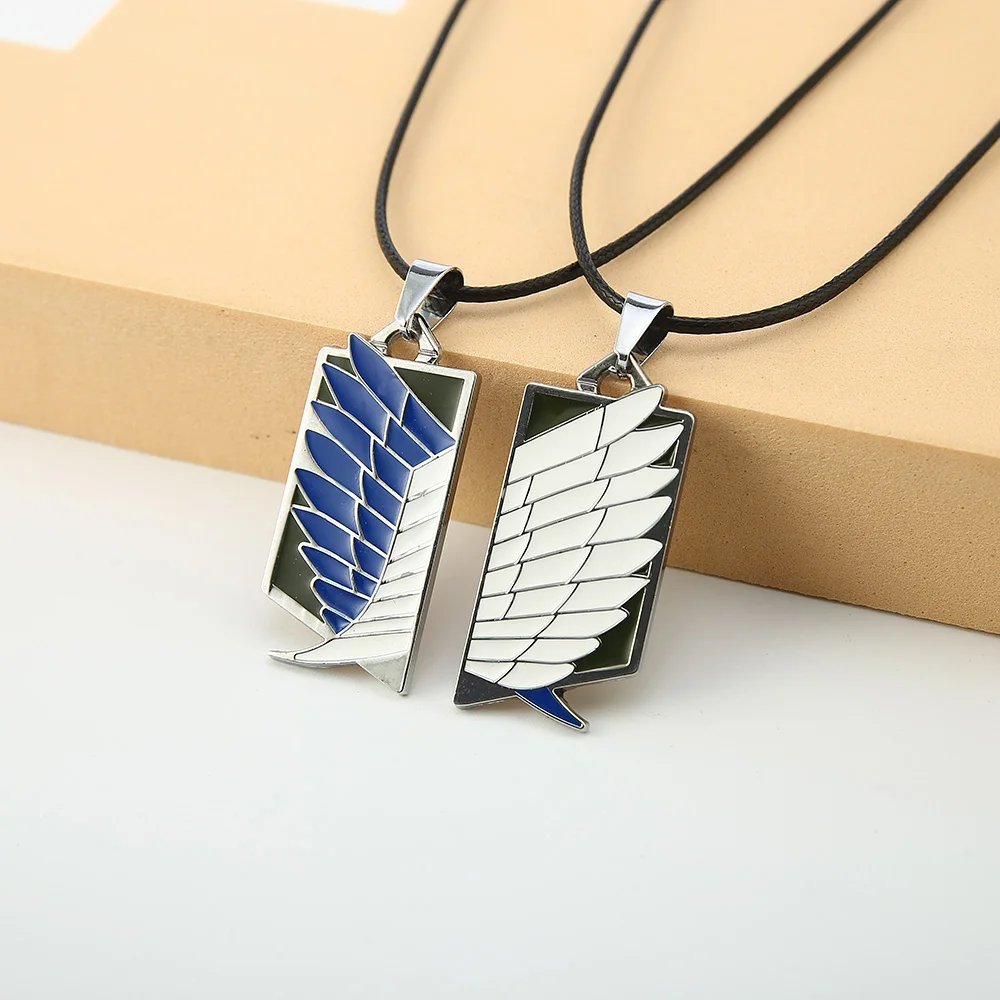 

2pcs/set Attack On Titan Necklaces Shingeki No Kyojin Anime Cosplay Wings of Liberty Pendant Necklace Chains for Men Best Friend