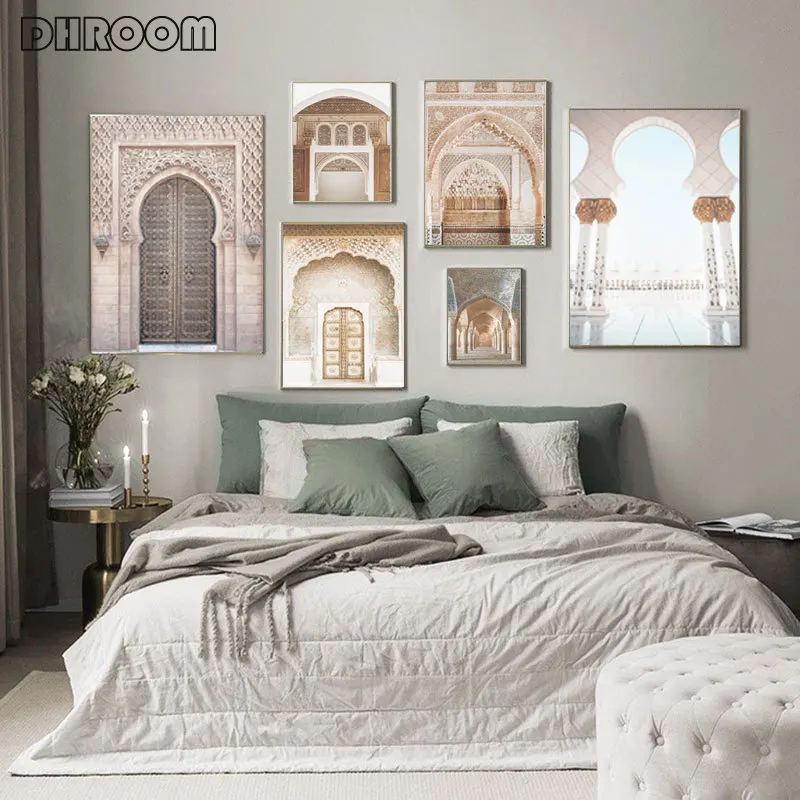 Morocco Arabic Door Architecture Canvas Painting Travel Landscape Poster Print Islamic Wall Art Picture Photography Muslim Decor | Дом и сад