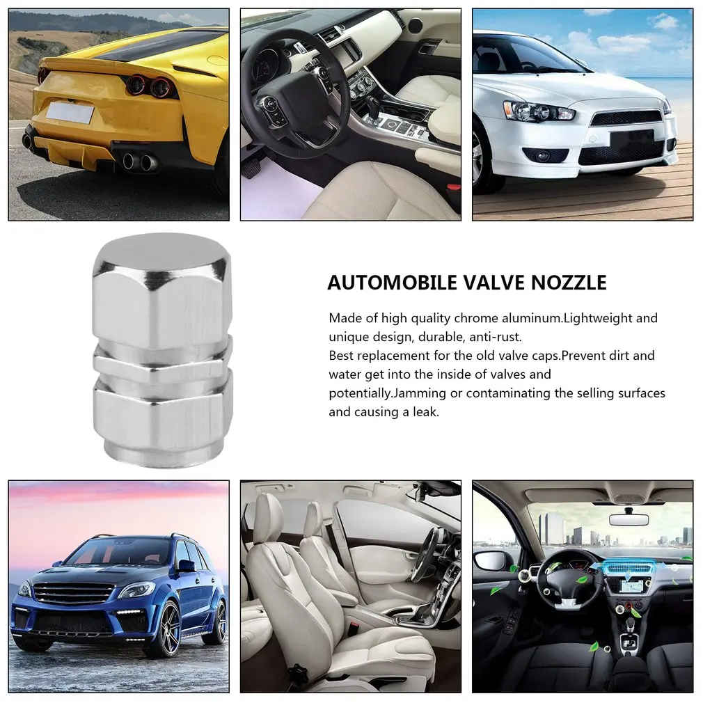Universal 4Pcs/set Auto Bicycle Car Tire Valve Caps Aluminum Tyre Wheel Hexagonal Ventile Air Stems Cover Airtight Rims 5 Colors |
