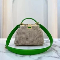 new fashion woven simple luxury female bag straw woven color one shoulder bag beach travel cross slung portable shopping bag