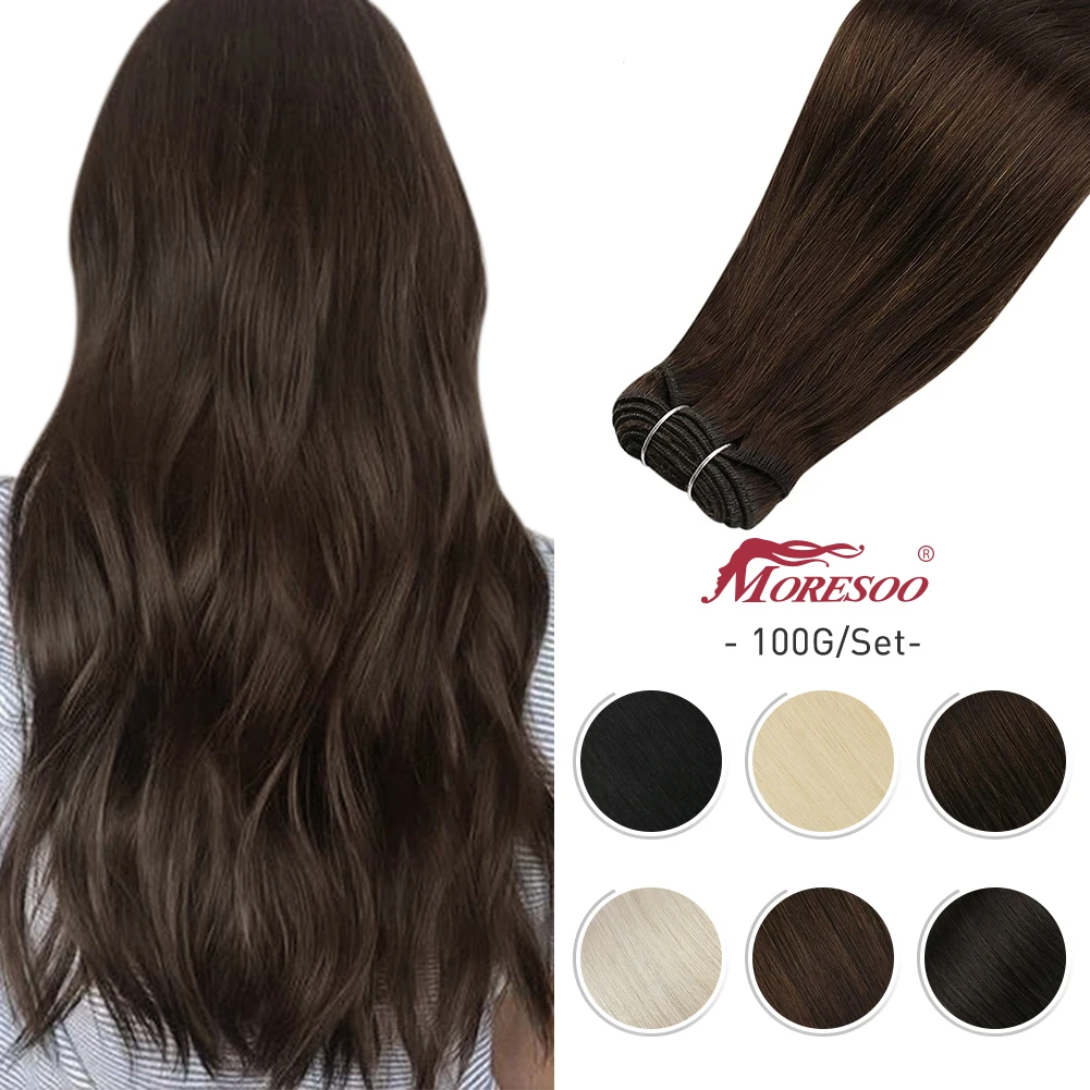 неведимки для волос Прямые пряди Moresoo наращивания Remy 100% человеческие волосы