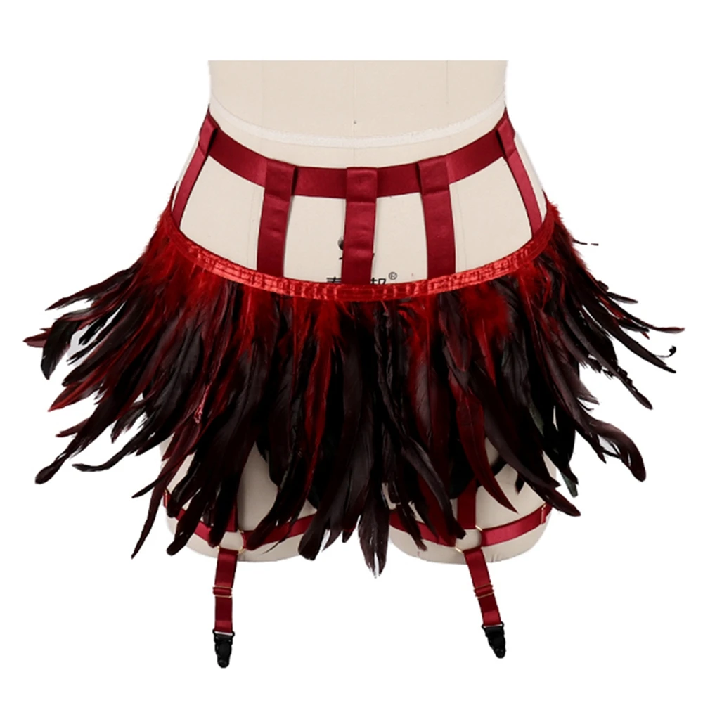 Женские Подтяжки в стиле Харадзюку пикантное нижнее белье панк с перьями модные