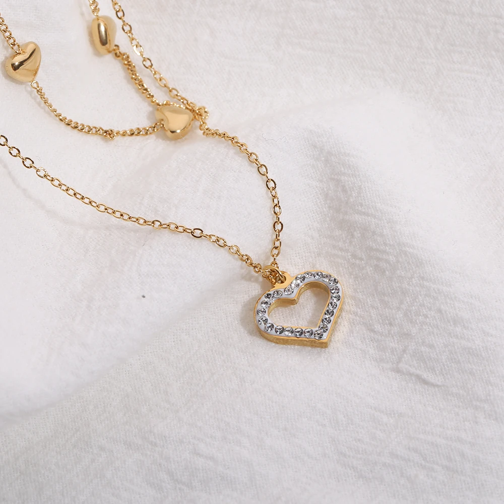 Новое Классическое позолоченное Двухслойное ожерелье из нержавеющей стали 316L с