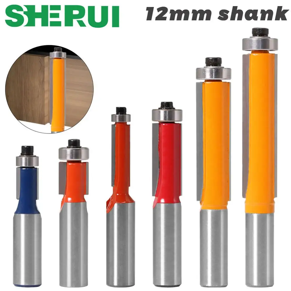 SHERUI 1 шт. 12 мм хвостовик 2 &quot3&quot Концевая Пазовая фреза с подшипником для дерева