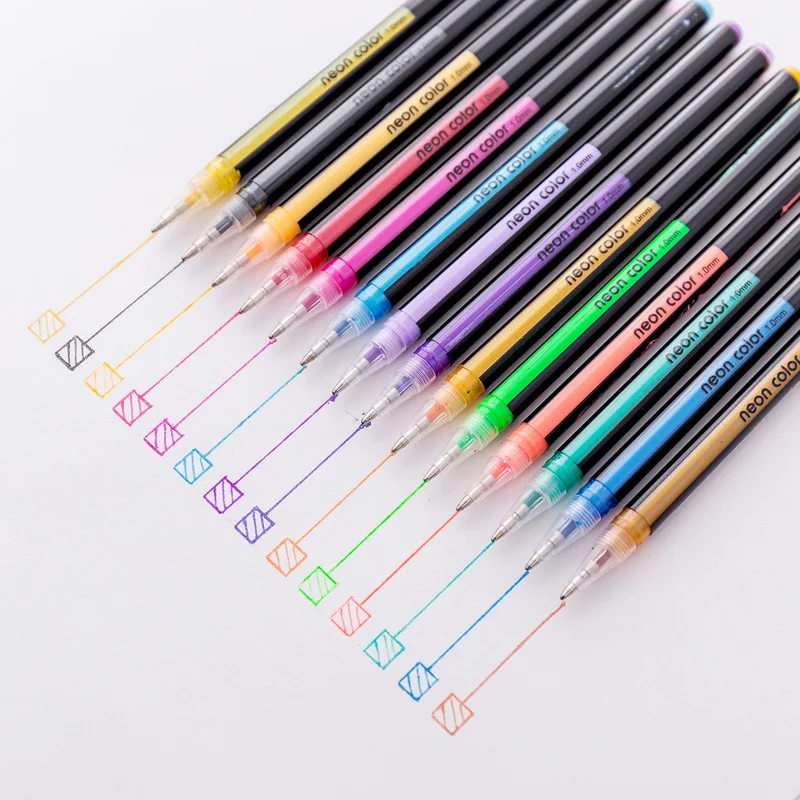 

16 Gel Pens Set Color Gel Pens Glitter Metallic Pens Good Gift for Coloring Kids Sketching Painting Drawing Office Accessories
