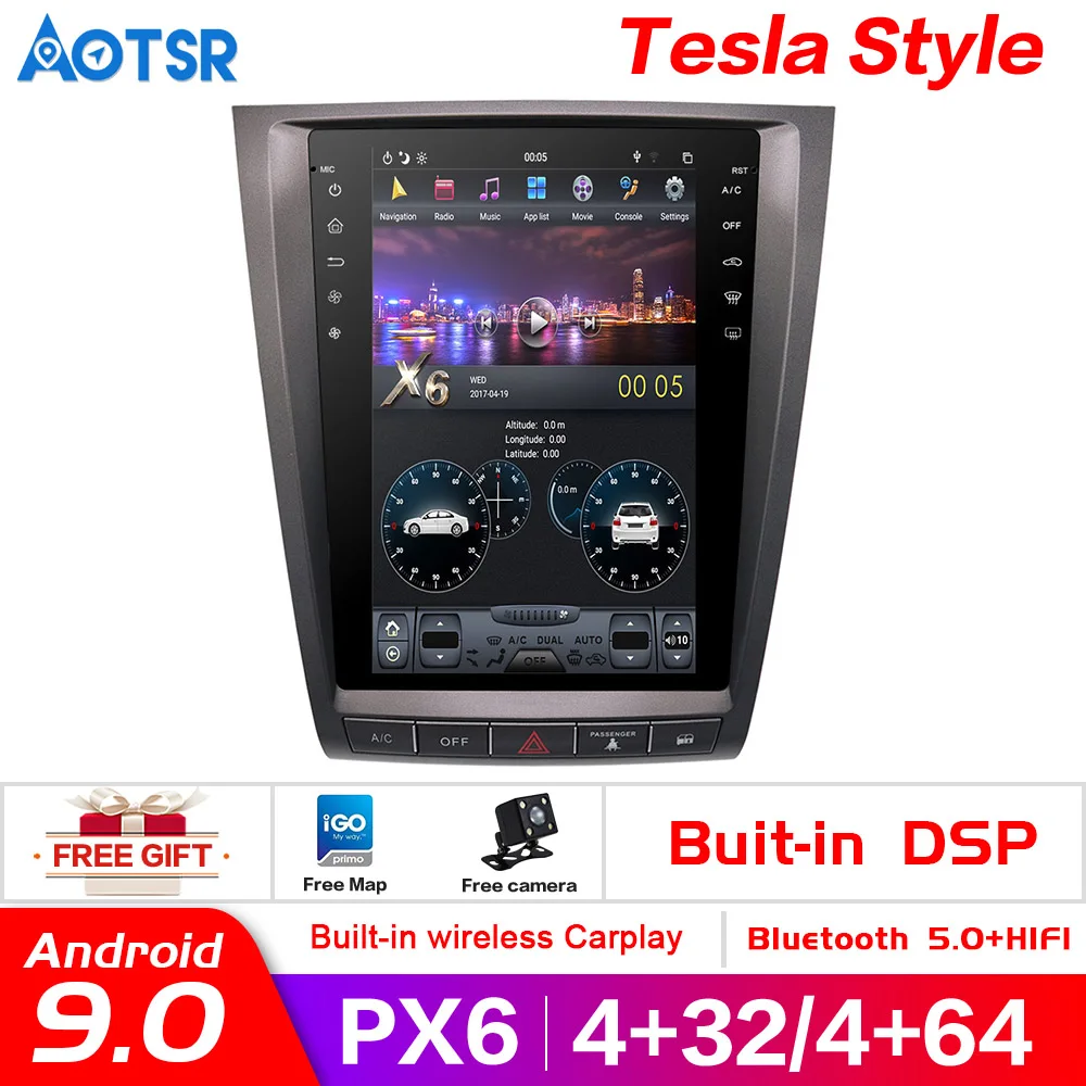 Tesla style px6 Android 8,1 9,0 4+ 64G Автомобильный gps Navi автомобильный без dvd-плеера для Lexus GS GS300 GS460 GS450 GS350 радио авто головное устройство