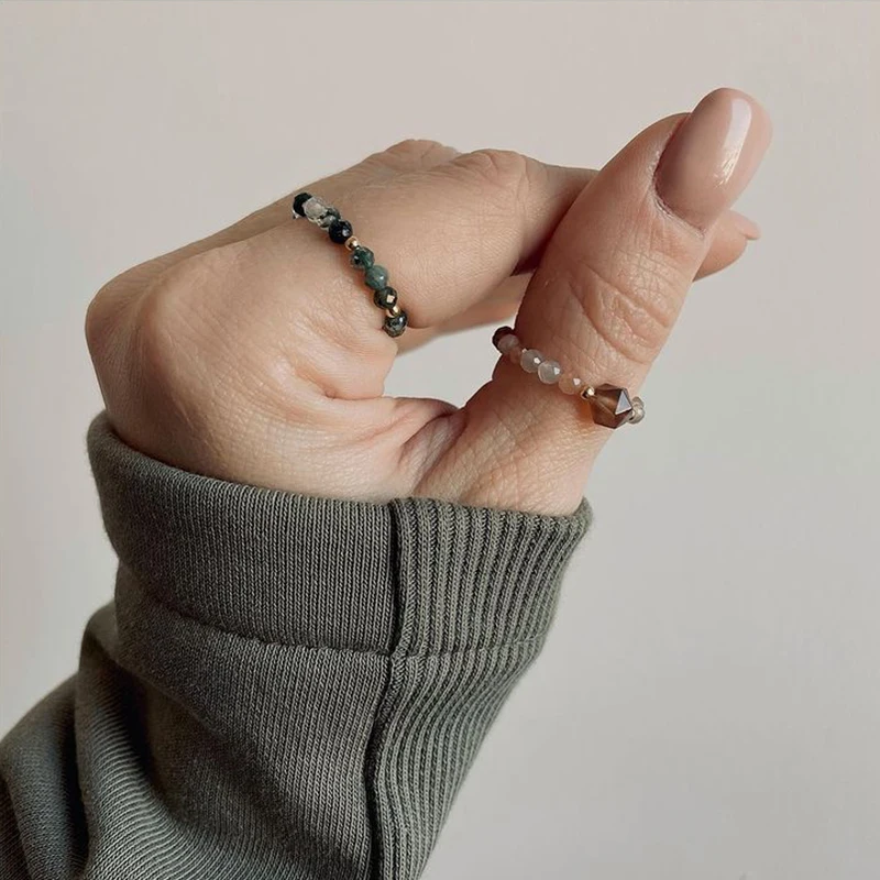 Женские кольца ручной работы из натурального камня регулируемые обручальные с