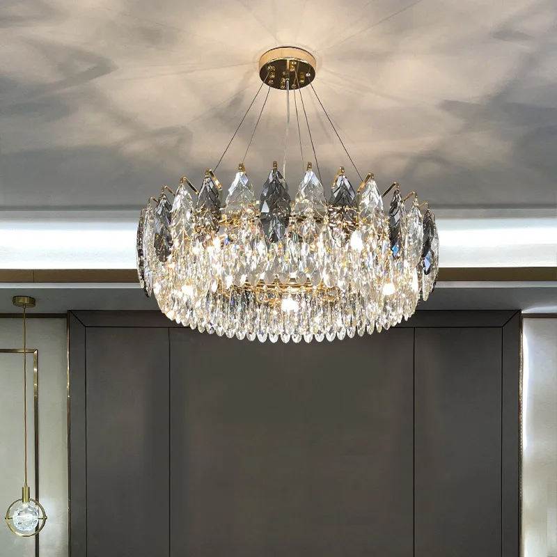 

Modern chandelier for living room round bedroom tree leaf design crystal hanging lamp rectangle kitchen island indoor lighting