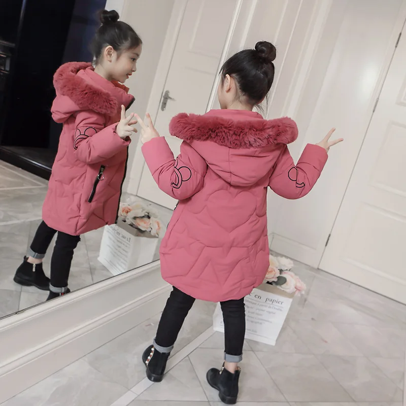 meray pink Новое поступление года; детская зимняя куртка для девочек; детское теплое пальто с капюшоном; парка с хлопковой подкладкой; верхняя одежда унисекс с рисунком для девочек - Цвет: meray pink