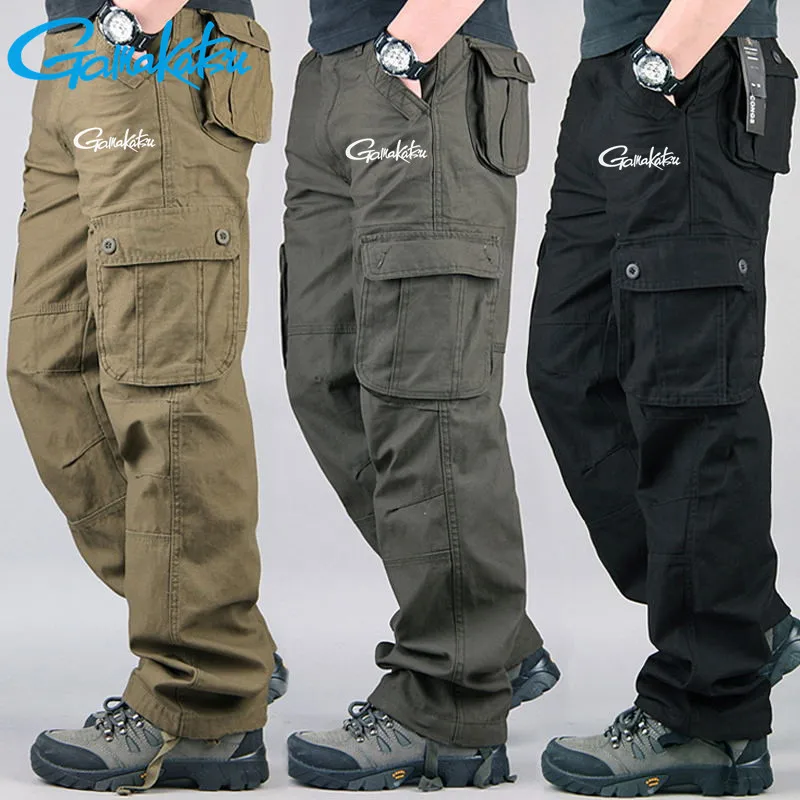 

2021 Gamakatsu Pants Men Fishing Pants Summer Solid Multi-pocket Cotton Casual Trousers Sport Loose Pants Men In Sweatpants